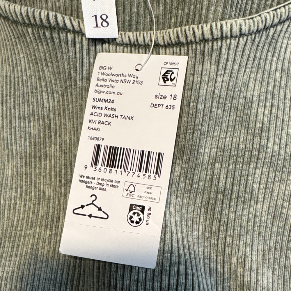 Olive Ribbed Tank Top - Picture 4 of 4